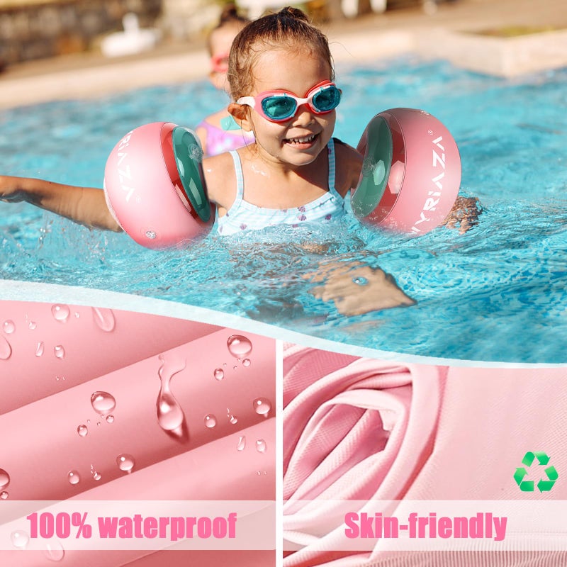 Loowarts Arm Floaties for Kids 2-6 Year,Inflatable Arm Bands Float as Water Wings & Swimmies,3-Chambers Independent Safety System for Toddler Weight (33-55 LB). Pink Floater Sleeves. - Image 2